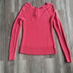 American Eagle Pullover Sweater Womens Pink Cotton Blend Long Sleeve Open Knit S